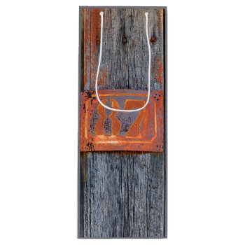 Old Grunge Rusty Metal House Number No. 87 Photo Wine Gift Bag by Kathom_Photo at Zazzle