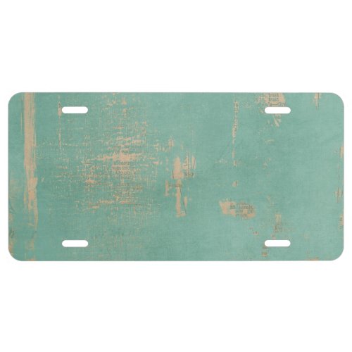 Old Grunge Teal Paint Vintage Newspaper License Plate