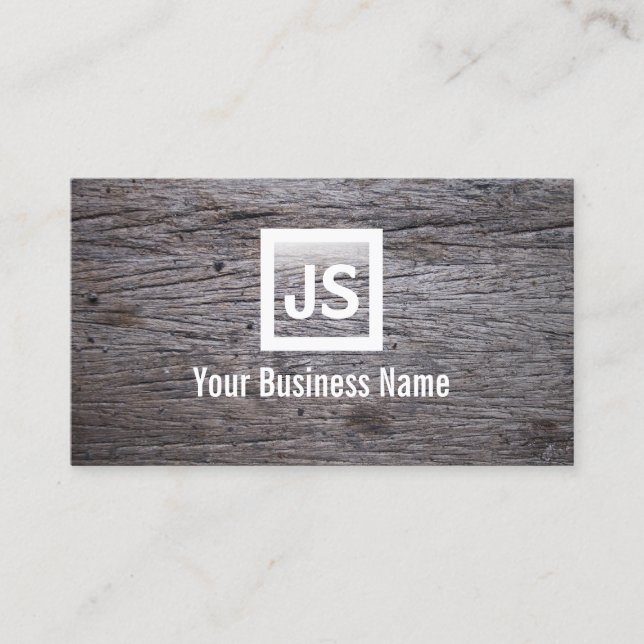 Old Grunge Wood Texture Modern Business Card (Front)