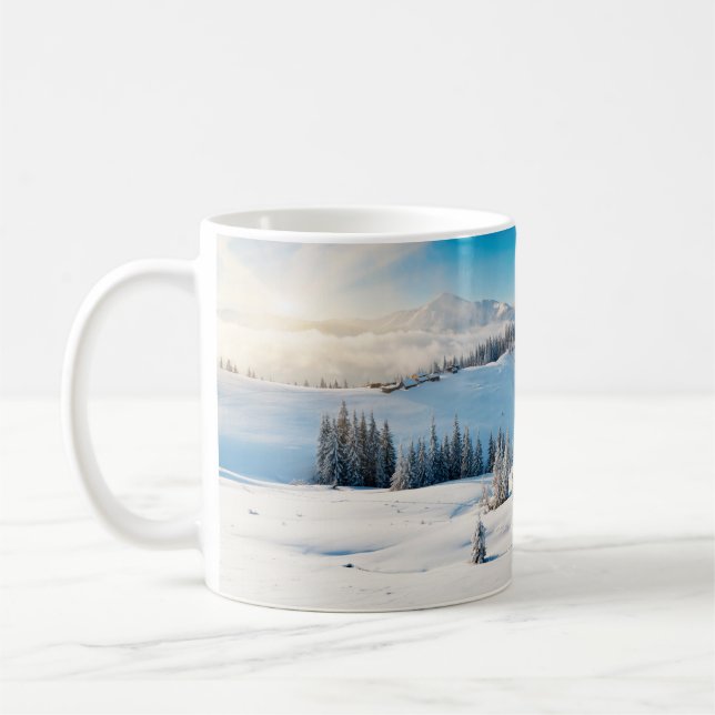 Old grunge wooden texture or background with termi coffee mug (Left)