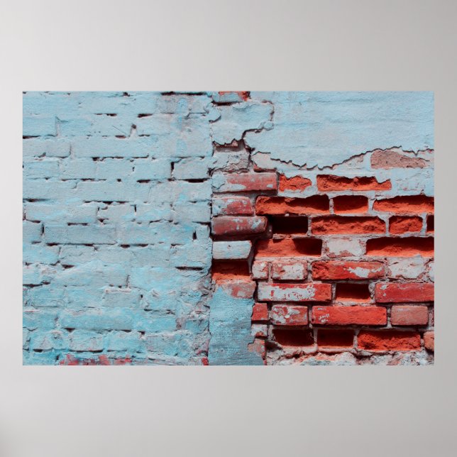 Old grungy brick wall with natural defects. Scratc Poster (Front)