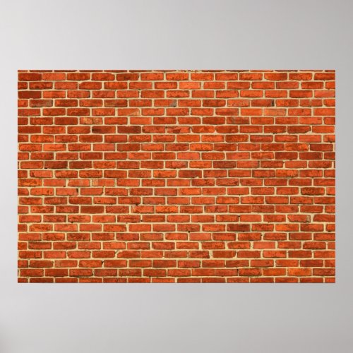 Old Grungy Red Orange Brick Wall Facade Structure Poster