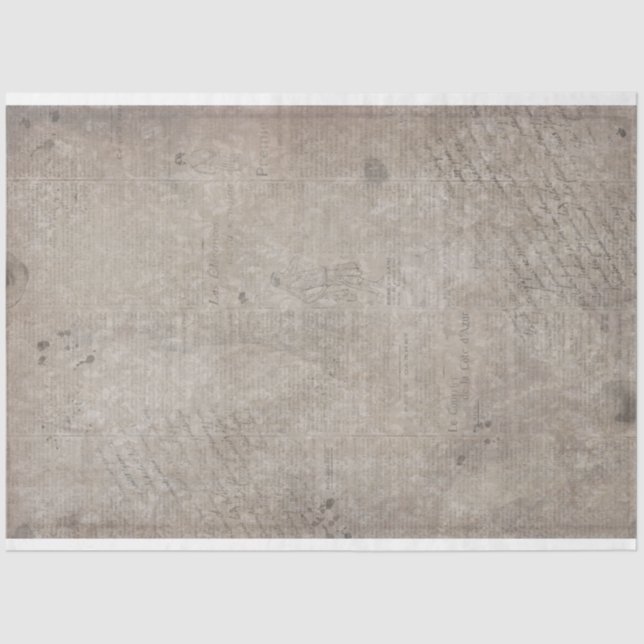 Old Grungy Vintage Newspaper Gray Tissue Paper (Front)