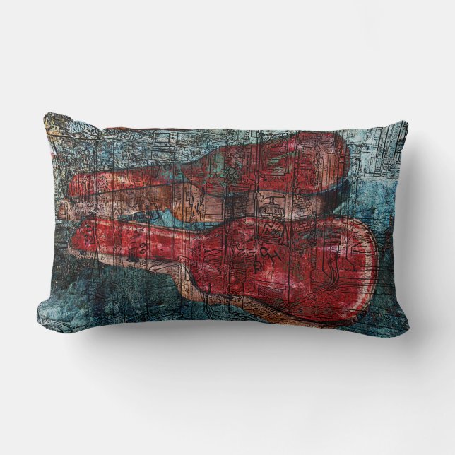old guitar cases collage pillow (Front)