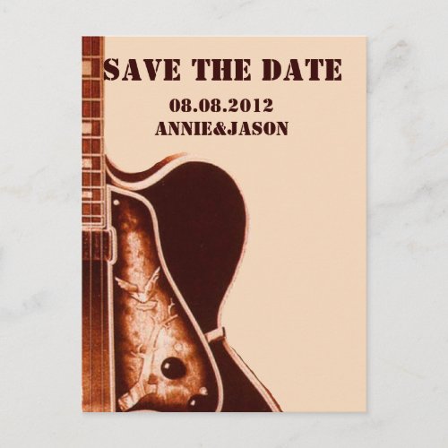 old Guitar Western Country Wedding save the date Announcement Postcard