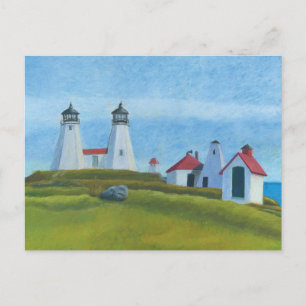 Old Gurnet Lighthouses Postcard