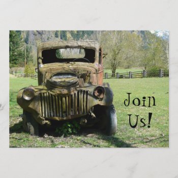 Old Guy Birthday Party - Old Rusty Truck Invitation by CountryCorner at Zazzle