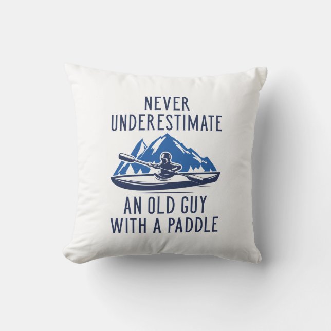 Old Guy With A Paddle Throw Pillow (Front)