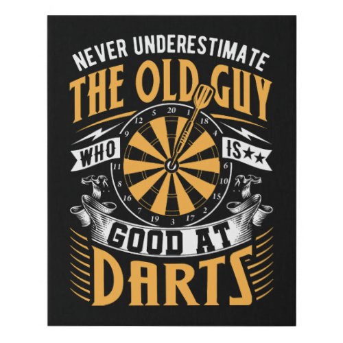 Old Guys Good At Darts _ Dart Decor 16 x 20 Faux Canvas Print