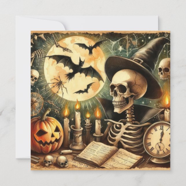 Old Halloween Art Greeting Card (Front)