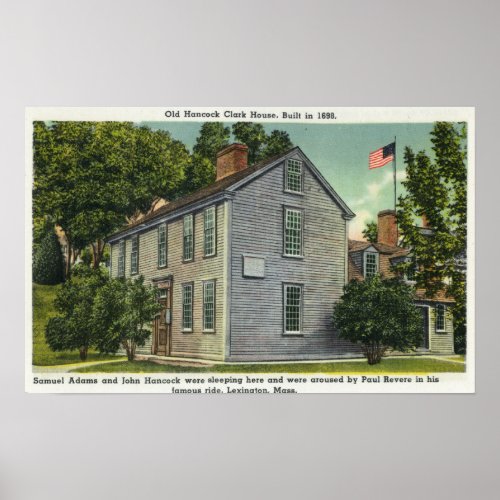 Old Hancock Clark House View Paul Revere Rode B Poster