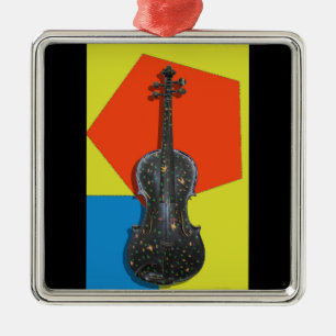 Old hand painted Violin Metal Ornament