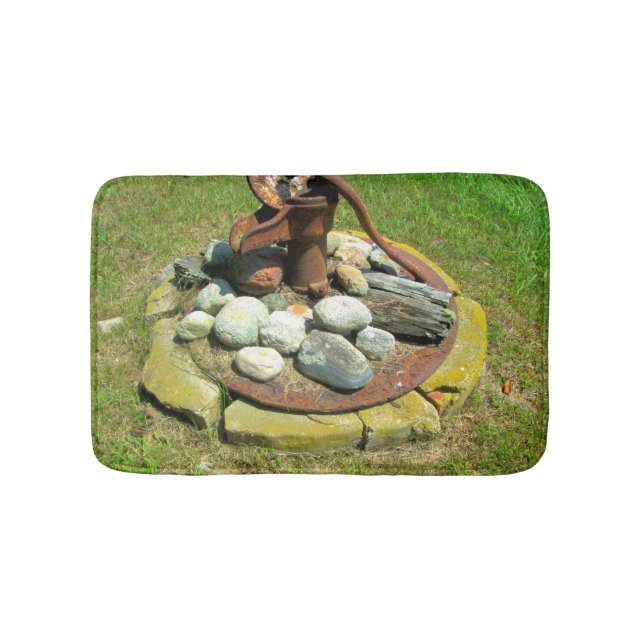 Old Hand Pump Well Bathroom Mat (Front)