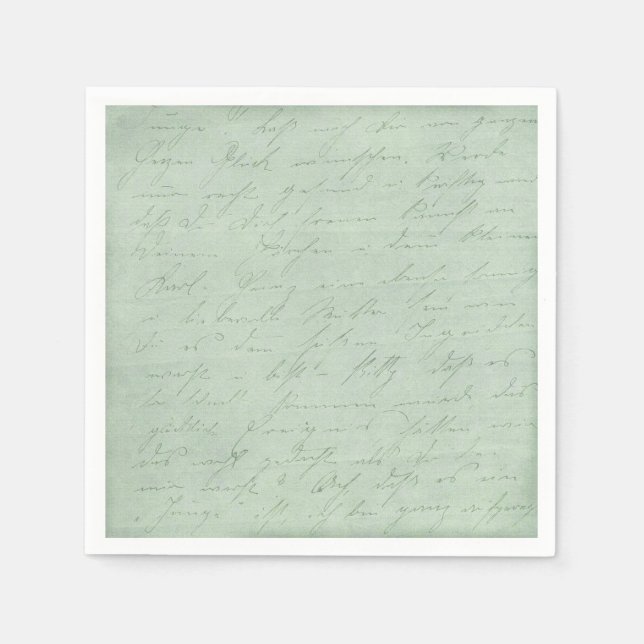 Old handwriting love letters faded antique script paper napkins (Front)