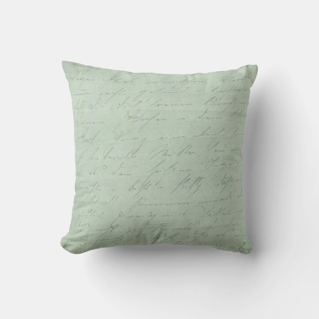 Old handwriting love letters faded antique script throw pillow (Front)