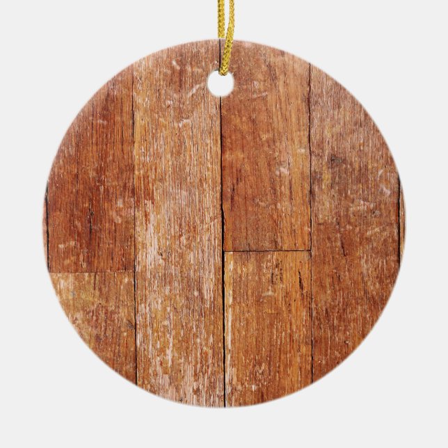 Old Hardwood Look Ceramic Ornament (Front)