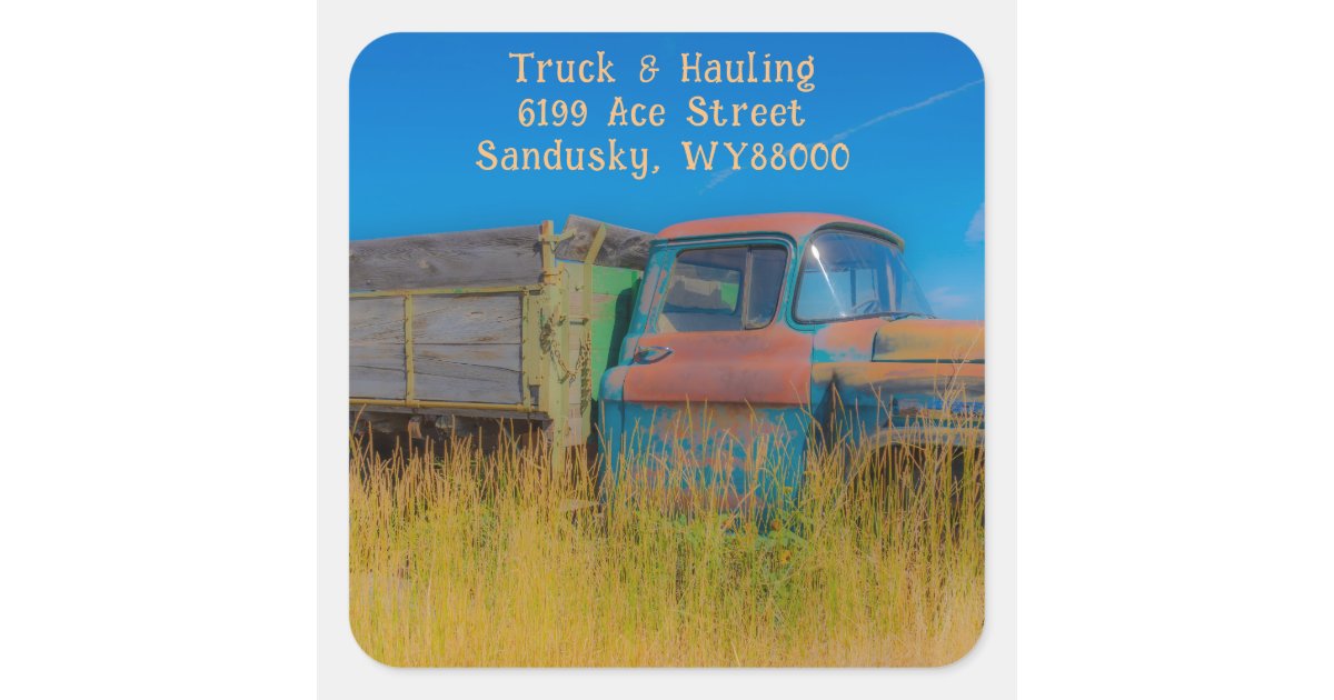 Old hauling truck colors classic loader square sticker | Zazzle