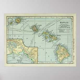 Old Hawaii Islands Map (1921) Vintage Hawaiian Poster