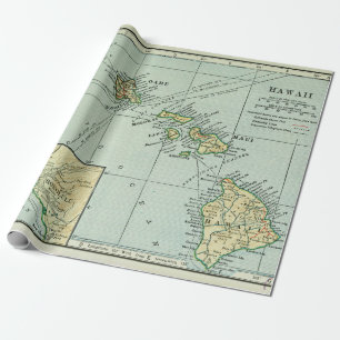 Old Hawaii Islands Map (1921) Vintage Hawaiian Wrapping Paper
