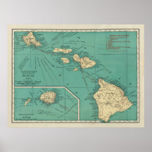 HAWAII VINTAGE 1837 STATE MAP GLOSSY POSTER PICTURE PHOTO PRINT city island 3329 