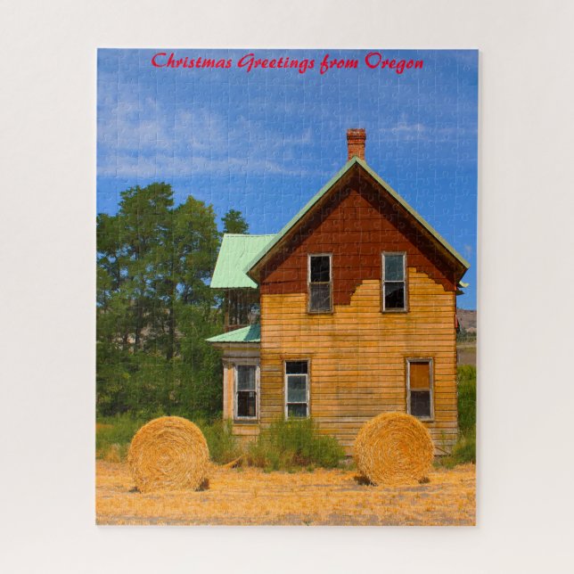 Old Hay House Oregon. Christmas Greetings Jigsaw Puzzle (Vertical)