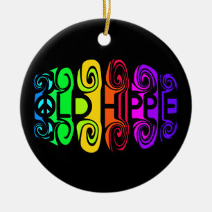 OLD HIPPIE ornament, customize Ceramic Ornament