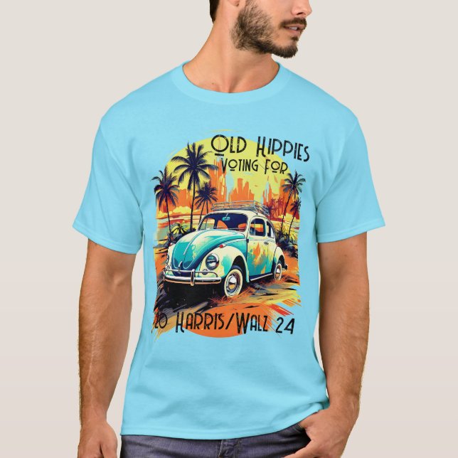 Old Hippies for Harris/Walz  T-Shirt (Front)