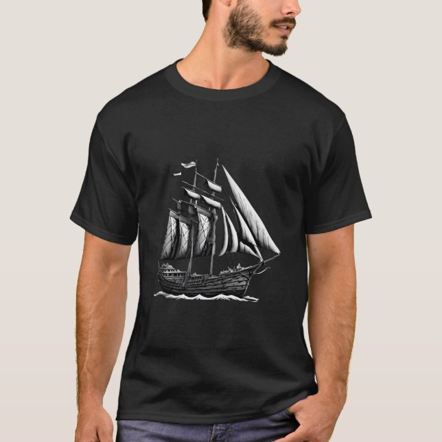 Old Historical Sailing Ships T-Shirt (Front)