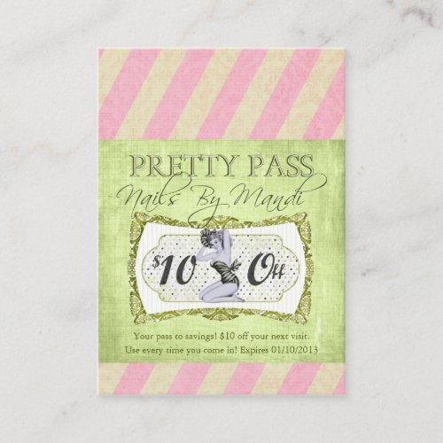 Old Hollywood 10 Off Pretty Pass Business Cards