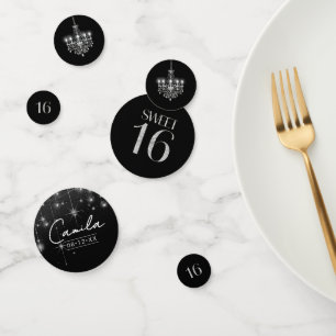 Old Hollywood B & W Chandelier Sweet 16 ID1108 Confetti