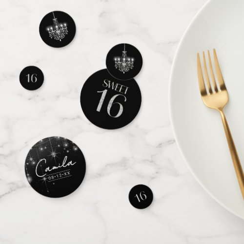 Old Hollywood B &amp; W Chandelier Sweet 16 ID1108 Confetti
