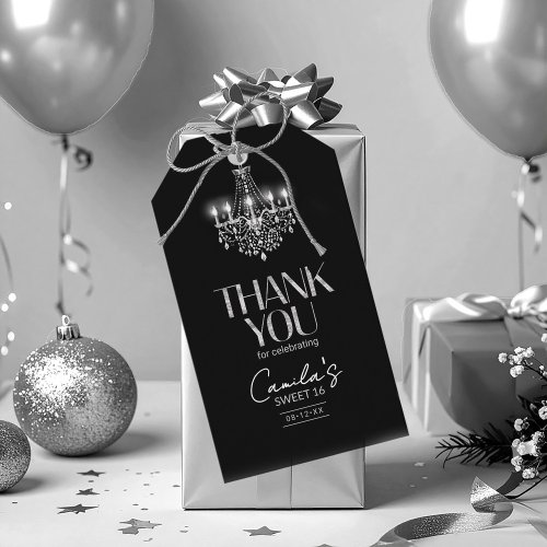 Old Hollywood B &amp; W Chandelier Sweet 16 ID1108 Gift Tags