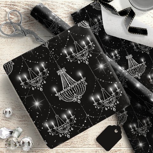 Old Hollywood B &amp; W Chandeliers ID1108 Wrapping Paper