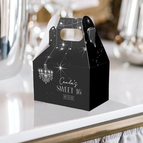 Old Hollywood B &amp; W Chandeliers Sweet 16 ID1108 Favor Boxes