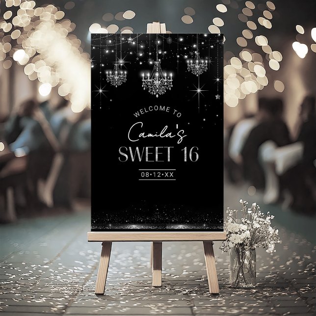 Old Hollywood B & W Chandeliers Welcome ID1108 Foam Board (Creator Uploaded)