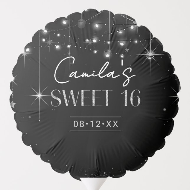 Old Hollywood B & W Sweet 16 ID1108 Balloon (Back)