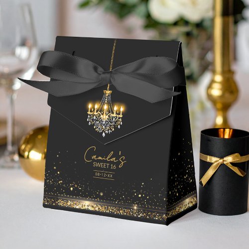 Old Hollywood Glam Chandelier Sweet 16 ID1108 Favor Boxes