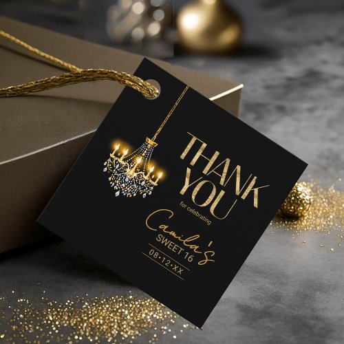 Old Hollywood Glam Chandelier Sweet 16 ID1108 Favor Tags
