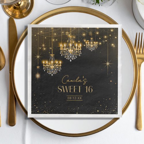 Old Hollywood Glam Chandeliers Sweet 16 ID1108 Paper Dinner Napkins