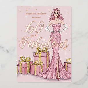 Old Hollywood Glam Pink Glitter Birthday Foil Invitation