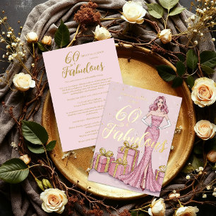 Old Hollywood Glam Pink Glitter Gold Birthday Foil Invitation