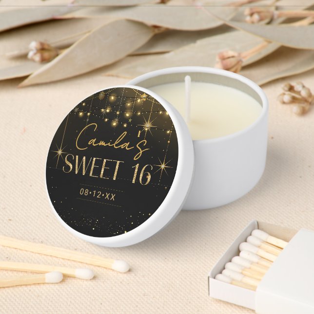 Old Hollywood Glam Sweet 16 ID1108 Mini Candle Favors (Insitu)