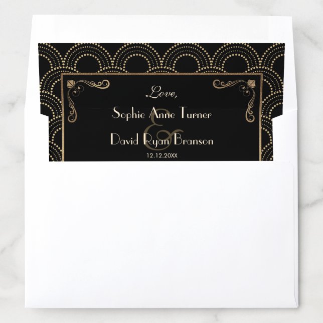 Old Hollywood Gold Black Great Gatsby Wedding Envelope Liner (In Envelope)