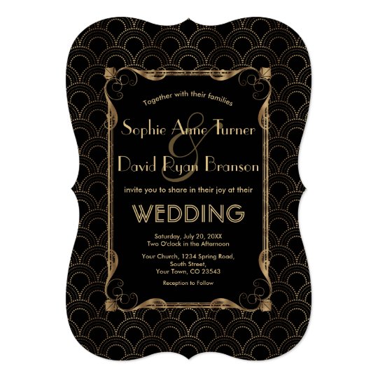 Old Hollywood Gold Black Great Gatsby Wedding Invitation | Zazzle.com