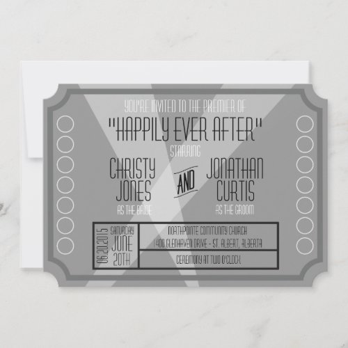 Old Hollywood Ticket Style Invitation