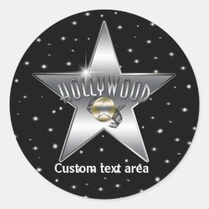 Old Hollywood Typography Silver Star Party Sticker