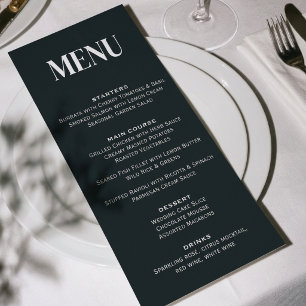 Old Hollywood Vintage Black and White Wedding Menu