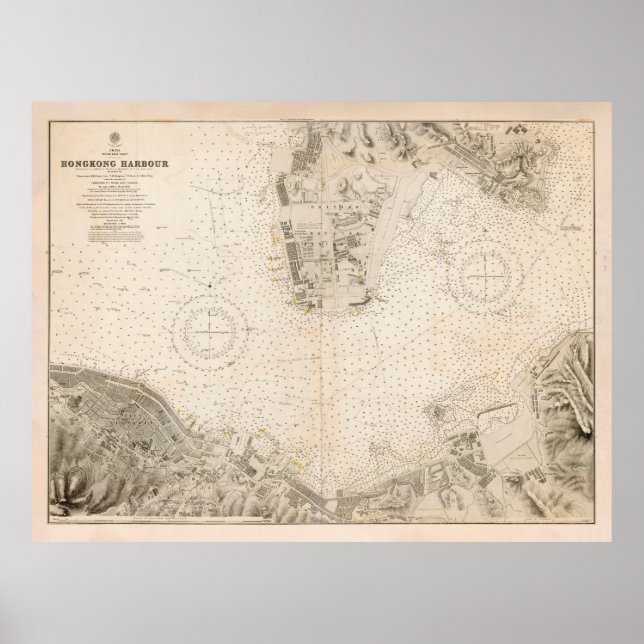 Old Hong Kong Harbor Map (1912)  Poster (Front)