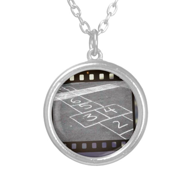 Old hopscotch game silver plated necklace (Front)