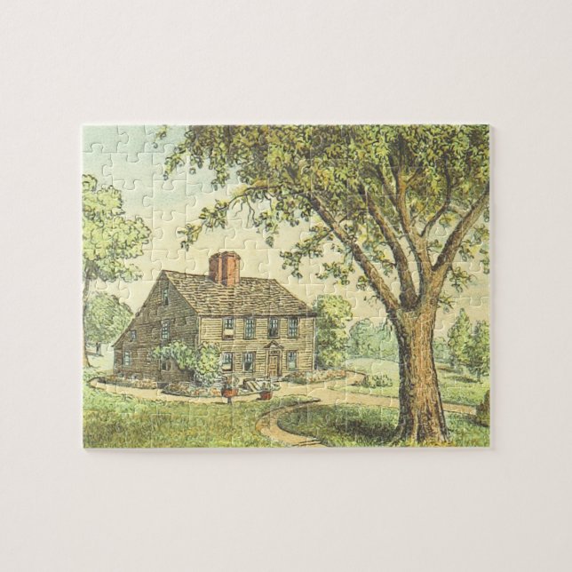 Old House and Tree Scene Vintage Look Puzzle (Horizontal)